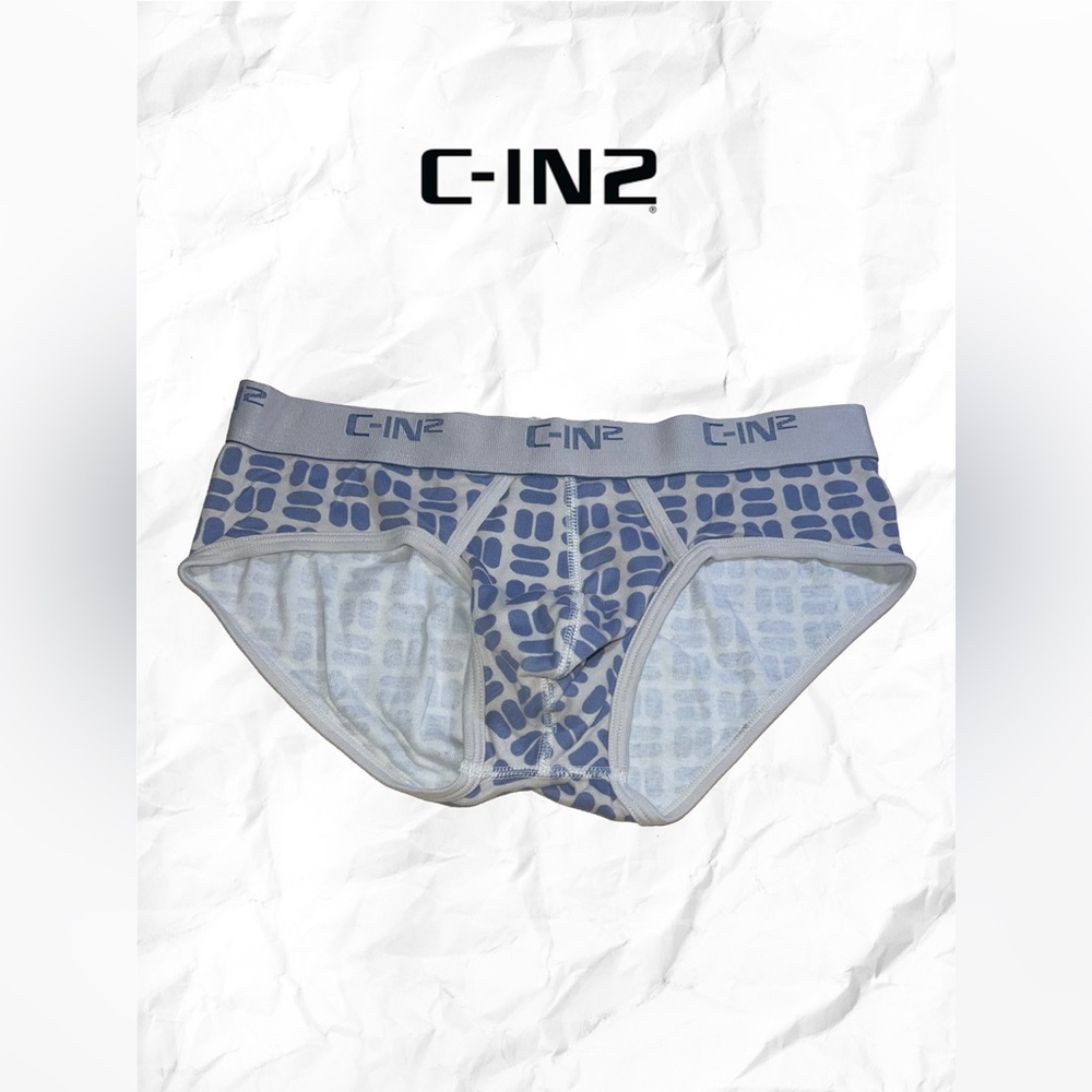 C-IN2 Men's Blue and White Patterned Briefs